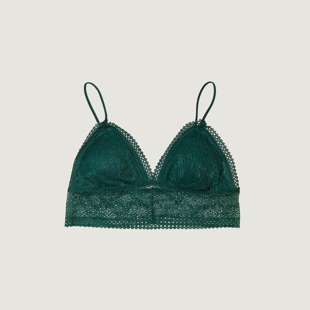 Victoria's Secret Women's Dark Green Wireless Lace Bralette Soft Cup Size Medium